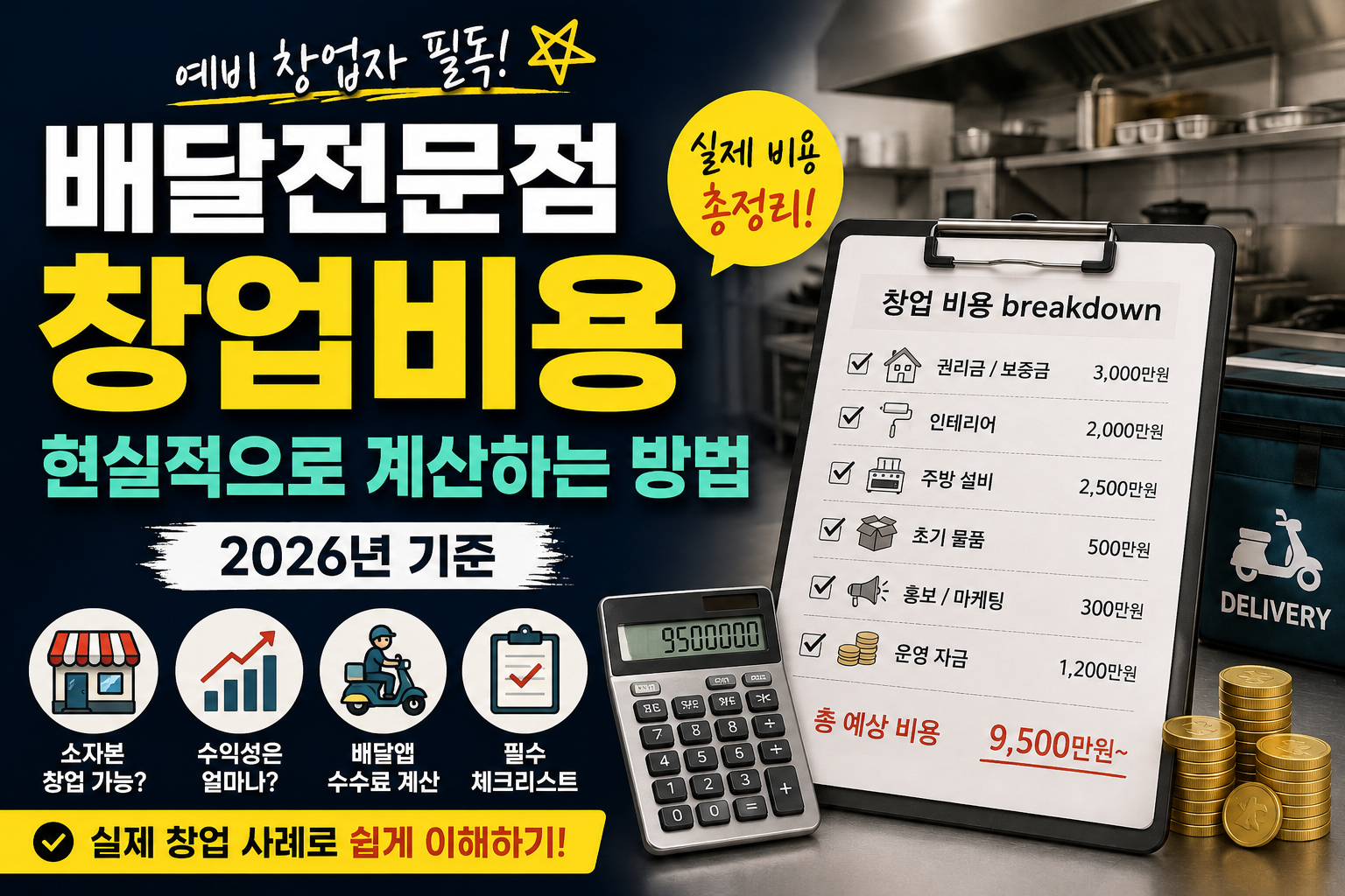 배달전문점 창업비용 현실적으로 계산하는 방법 (2026년 기준)