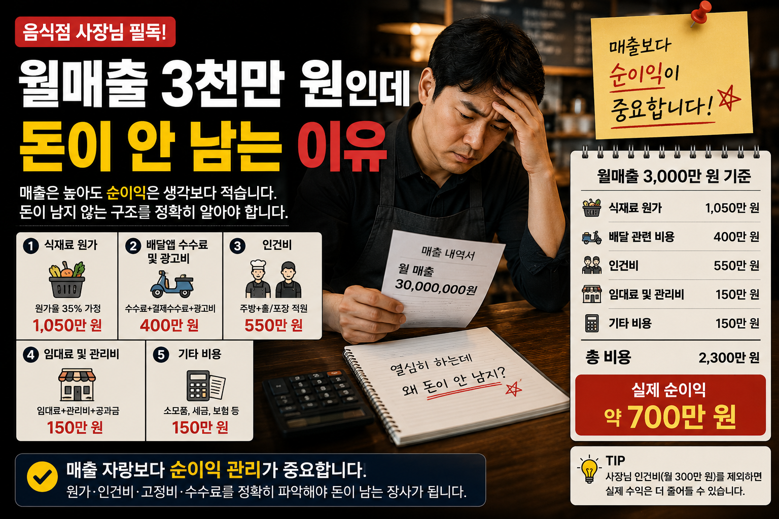 월매출 3천만 원인데 돈이 안 남는 이유 (음식점 사장님 필독)